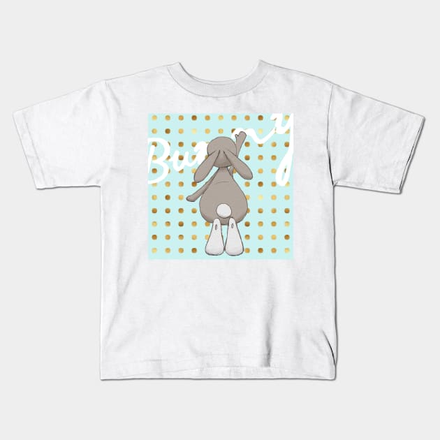 Little bunny on cute pattern Kids T-Shirt by NJORDUR